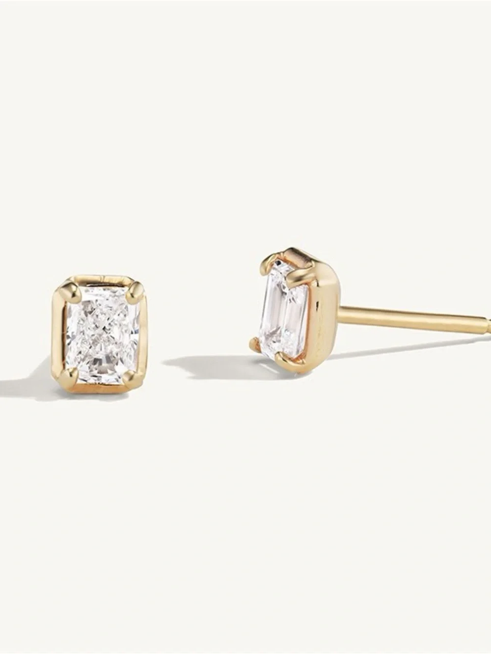 18K Gold Filled Sterling Silver CZ Stud Earrings 5x3.9mm